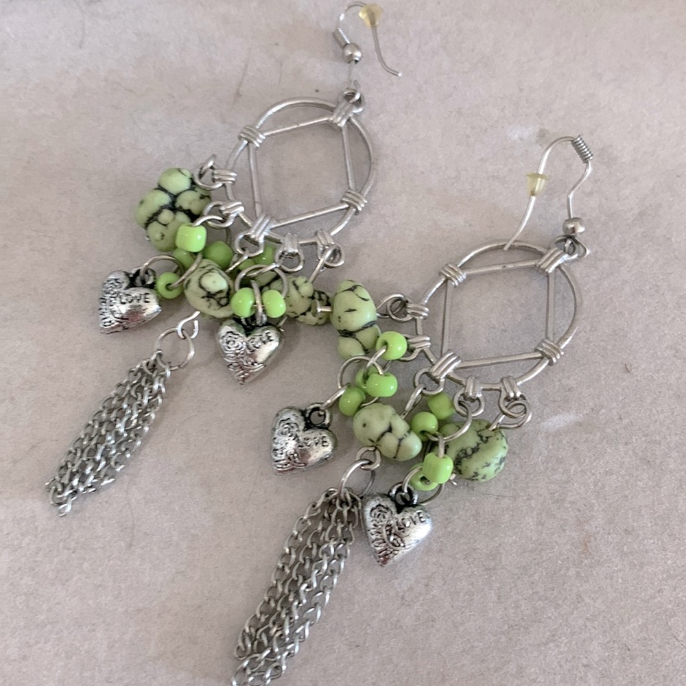 FREE w/ PURCHASE - green dangling earrings